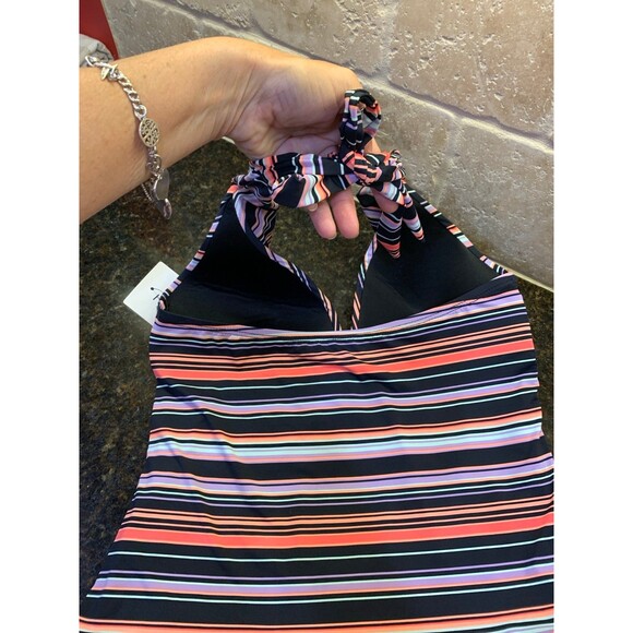 Gibson & Latimer Multi Molded Ruched Tie Neck Halterkini Swim Set XS NWT - Picture 6 of 10